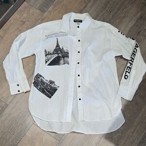 Karl Lagerfeld White Graphic  Shirt
